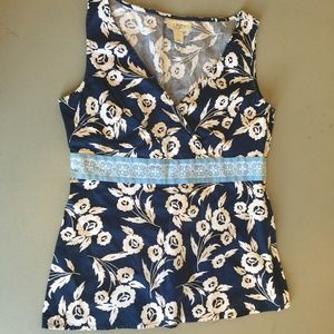 LOFT Blue Floral Top